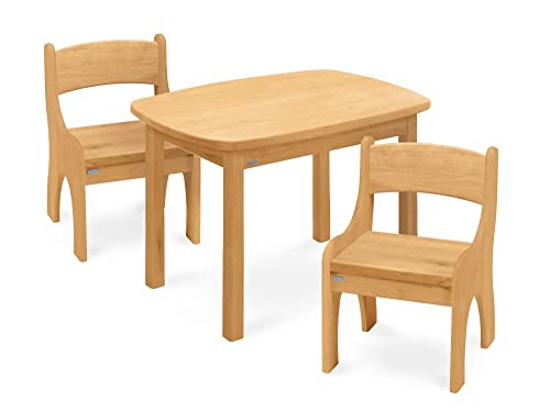 BioKinder Kindersitzgruppe Sitzgruppe Levin mit Tisch und 2 Stühlen aus zertifiziertem Massivholz Erle