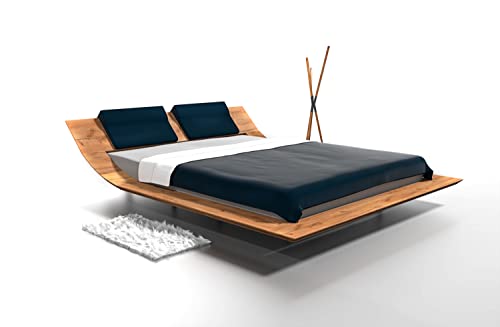 DESIQ Lebron Massivholz-Bett aus Eiche, Balkenbett, massives Holzbett als Doppel- und Komfortbett verwendbar (Lebron Eiche, 160x200)