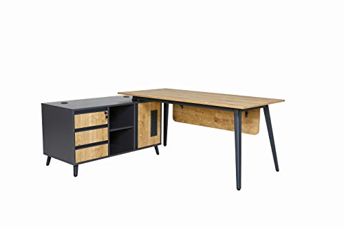furni24 Schreibtisch, modernes Design, für Jugendzimmer Büro, große Arbeitsfläche (180X80X75cm (L-Form))