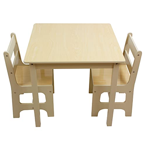 Style home Kindersitzgruppe Kindertisch mit 2 Kinderstühlen Holz Sitzgruppe 1 Tisch und 2 Stühle für Kinder Mädchen und Jungen