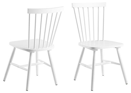 AC Design Furniture Susanne Esszimmerstühle 2er Set, Weiße Küchenstühle, Lackierte Holzstühle aus Birke, Stühle mit Hoher Rückenlehne und Vertikalen Latten, Esszimmermöbel im Skandinavischen Stil