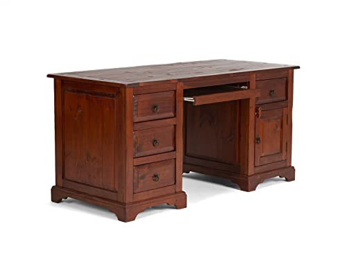 Woodkings® Schreibtisch Catana 160x70, Massivholz rustikal, Pinie braun, Arbeitstisch, Bürotisch Büromöbel Computertisch, Chefschreibtisch