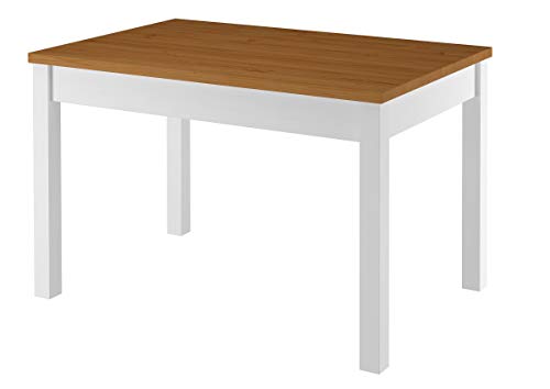 Erst-Holz® Zweifarbiger Tisch 80x120 Esstisch Tischplatte Eichefarben weiße Beine Massivholz 90.70-51 AE