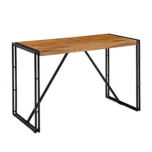Wohnling Schreibtisch 120x60x77 cm Sheesham Massivholz PC Tisch | Design Computertisch Metall Holz | Arbeitstisch Bürotisch Industrial | Holztisch Massiv
