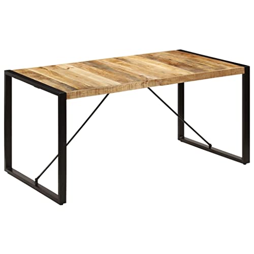 Hommdiy Mangoholz Massivholz Esstisch Küchentisch Holztisch Speisetisch Esszimmertisch Tisch Baumkantentisch Wohnzimmer Küche 160x80x75 cm