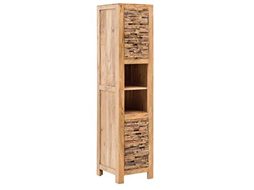 Woodkings® Hochschrank Holz Akazie Badhochschrank Matay rustikal massiv Badmöbel Badezimmer Badezimmerhochschrank Badschrank Wandschrank Massivholz