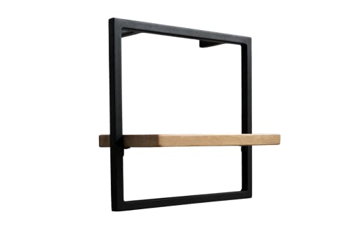 holz4home® Wandregal small in schwarz gerahmt | 30x30x15cm | Handgearbeitetes Holz | Inkl. Befestigungen aus Stahl für Schweberegal Industrial Flair