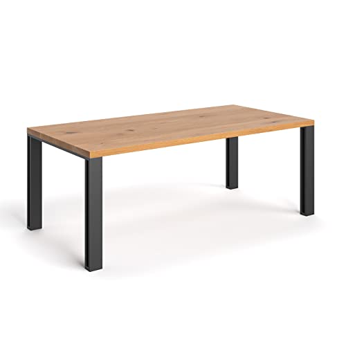 Danzz Tisch Fold aus Massivholz für das Esszimmer auf Metallbeinen, Fold-Tisch 160x90 cm aus Massivholz für Küche, Tisch aus Massivholz (Eiche)