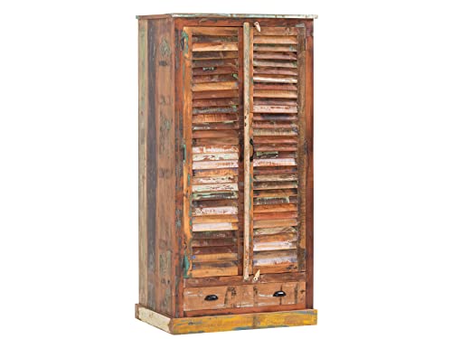 Woodkings® Kleiderschrank Wakefield 2tür, recyceltes Massivholz antik, Flurschrank Vintage, Flurmöbel, Dielenschrank, Holzschrank