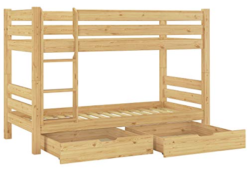 Erst-Holz® Teilbares Etagenbett Massivholz Kiefer 90x200 Bettkasten Stockbett Doppelbett 60.11-09Ni100S2