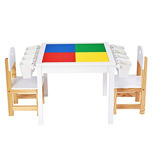 CTC Kindertisch Und Stuhl Set-Kindergarten Baby Tisch Studie Tisch Zu Hause Dicken Kunststoff Kinderschreibtisch Spieltisch Spielzeug Lagerung Massivholz/Weiß / 1 Tisch 2 Stühle