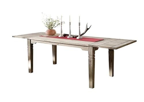 MASSIVMOEBEL24.DE | LEEDS ausziehbarer Esstisch aus Massivholz #53 | aus Sheeshamholz/Palisander - grau, geölt | 160-200/240x90 cm | Küchentisch, Massivholztisch, Echtholztisch