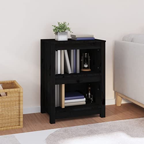 DCRAF Möbelset Bücherschrank schwarz 50x35x68 cm Massivholz Kiefer