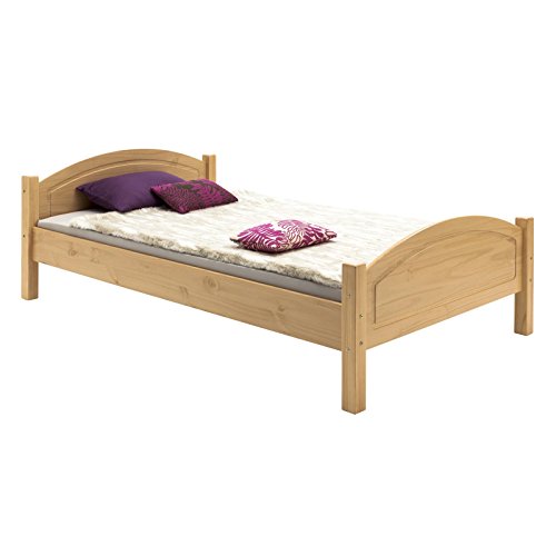 IDIMEX Massivholzbett FLIMS aus massiver Kiefer in buche, stabiles Bett in 90 x 200 cm, schönes Bettgestell mit Fuß- und Kopfteil