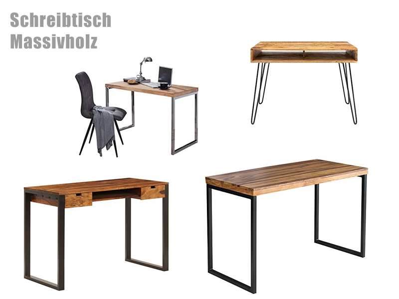 Schreibtisch aus Massivholz mit Metall