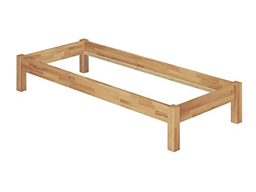 Erst-Holz® Einzelbett in Überlänge 120x220 Buche Massivholz-Bettgestell ohne Rollrost 60.84-12-220 oR