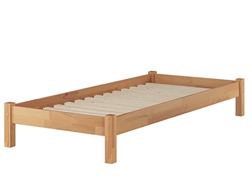 Erst-Holz® Buche-Bett Futonbett Einzelbett 90x200 Massivholzbett Natur Rollrost 60.84-09