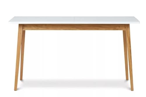 Konsimo Frisk Kollektion Ausziehbarer Küchentisch 75x160-200x90cm - Weiß Esstisch im Skandinavischen Stil - Wohnzimmertisch - Tisch aus Holz - Robust Hochwertiger Tisch - Massivholztisch