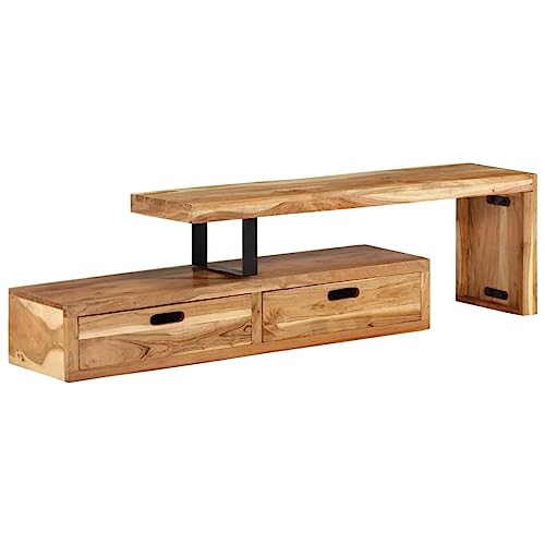 CIADAZ TV-Schrank Massivholz Akazie Fernsehtisch, TV Lowboard, Fernsehschrank, TV Bank, TV Table, TV Kommode - 351780