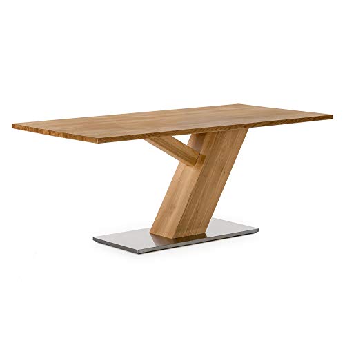 Amazon Marke - Alkove - Hayes - Massivholztisch mit Edelstahlunterbau, 160 cm, Wildeiche