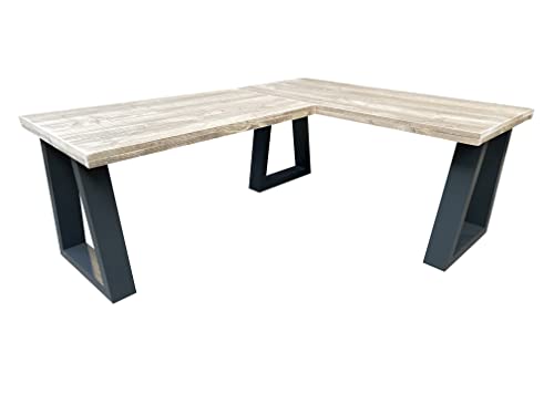 Wood4you New England Eckschreibtisch, Holz, Braun, Black, 1,4T x 2B x 0,75H m