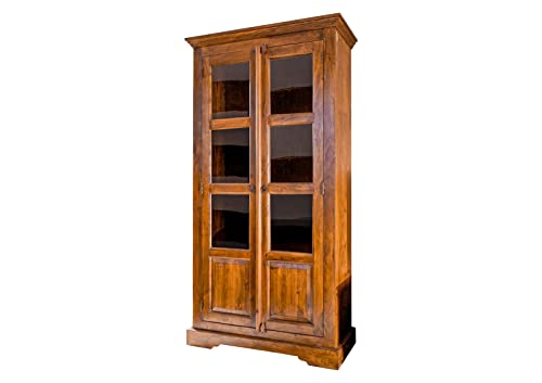 MASSIVMOEBEL24.DE | Oxford Vitrine aus Massivholz #0440 | Akazienholz - Honig, lackiert | Kolonialstil | 98x46x191 cm | Vitrine aus Massivholz Vollholzvitrine