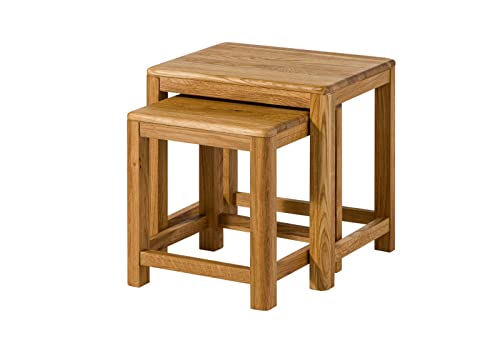 MASSIVMOEBEL24.DE | LINZ 2er-Set Beistelltisch aus Massivholz #05 | aus Wildeiche - Natur, geölt | 45x35 & 35x33 cm | Kleiner Tisch Bad-Tisch Nachttisch