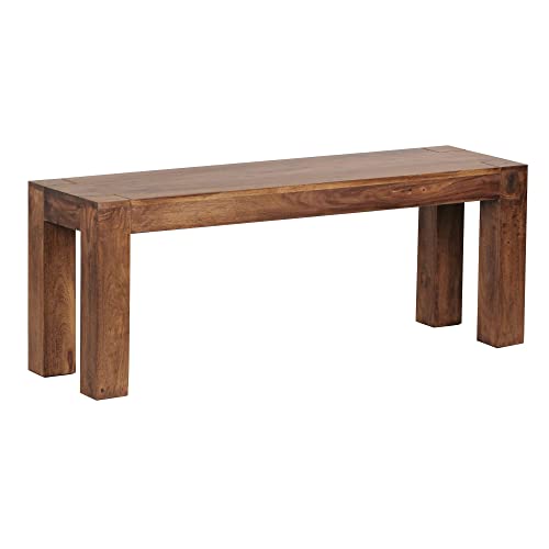 möbelando Esszimmer Sitzbank Mumbai Massiv-Holz Sheesham 120 x 45 x 35 cm Holz-Bank Natur-Produkt Küchenbank im Landhaus-Stil