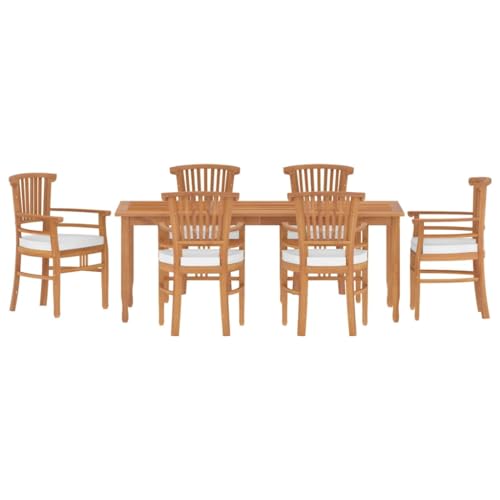 vidaXL 7., Tisch 6 Stühle, Sitzgruppe Terrasse, Gartengarnitur Gartenset, Teak