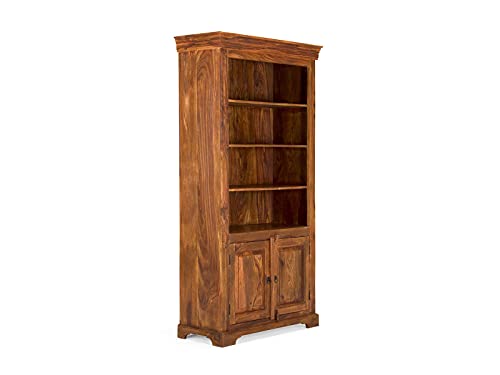 Woodkings® Bücherschrank Merlin Massivholz Palisander Echtholz rustikal Bücherregal Regal Wohnzimmer Möbel Büromöbel 2-türig