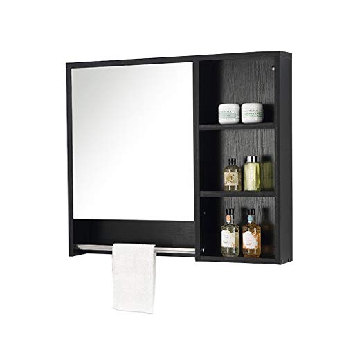 Mehrschichtiger Spiegelschrank aus Massivholz Nordic Wandmontage Wasserdicht Badezimmerschrank Spiegelbox mit Regal Aufbewahrungsspiegel (Farbe: #1 Größe: 80 * 70 cm) 2 80 * 70 cm