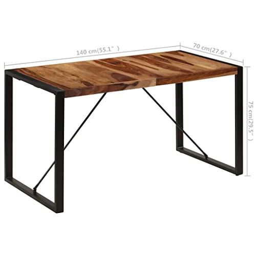 vidaXL Sheesham-Holz Massiv Esstisch Esszimmertisch Küchentisch Tisch Holztisch Speisetisch Massivholztisch 140x70x75cm Stahlbeine Palisander