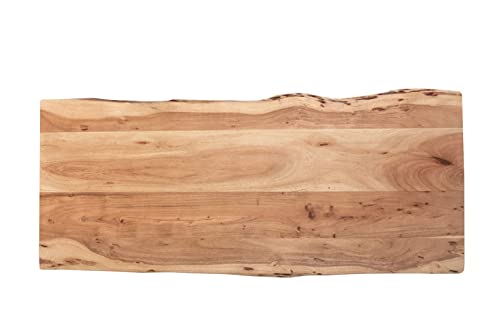 SAM Tischplatte 140x60 cm Emilia, Holzplatte Akazienholz massiv + naturfarben + lackiert, Baumkanten-Platte für Heimwerker, Arbeitsplatten, Tische & Fensterbretter, FSC® 100% Zertifiziert