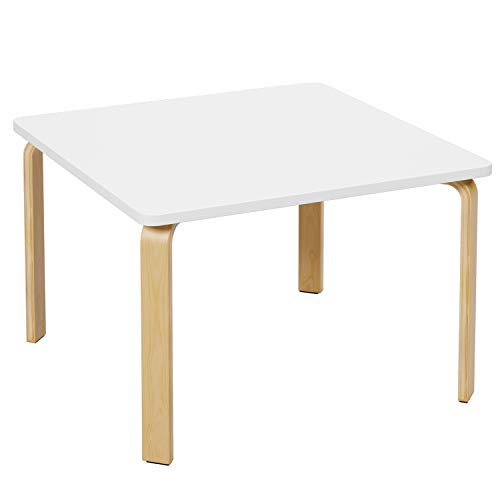 Homfa Kindertisch ohne Stühle Schreibtisch 75x75x50cm(BxTxH) Computertisch Arbeitstisch Beistelltisch Tisch aus Holz und Eiche weiß