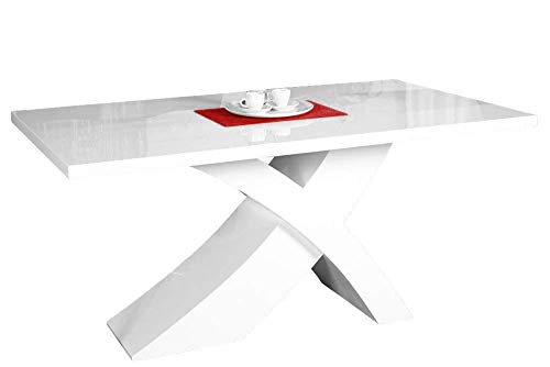 SEDEX Nolana Designertisch 160x90cm / Esszimmertisch/Esstisch/M assiv/Hochglanz -weiß