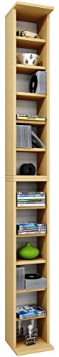 VCM 24003 Regal DVD CD Schrank Rack Aufbewahrung Holzregal Standregal Möbel Anbauprogramm Buche  Bigol , 21 x 20 x 183