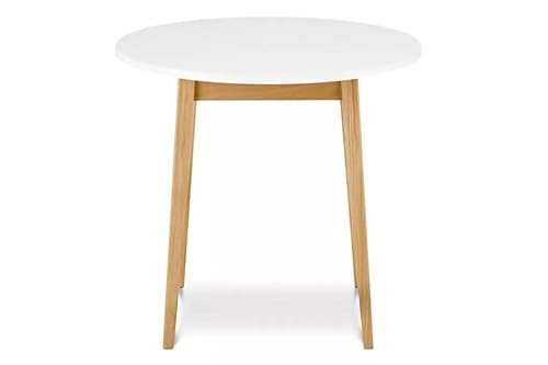 Konsimo Frisk Kollektion Tisch 75x80x80cm - Weiß Esstisch im Skandinavischen Stil - Wohnzimmertisch - Tisch aus Holz - Robust Hochwertiger Tisch - Massivholztisch - Couchtisch Rund