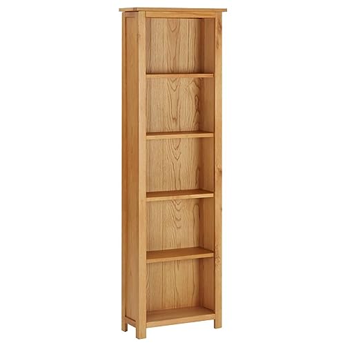 JUNZAI Bücherregal, Bookshelf, Regalbrett, Book Shelf, Bücher Regal, Deko Regal Wohnzimmer, Standregal, 52x22,5x170 cm Eiche Massivholz