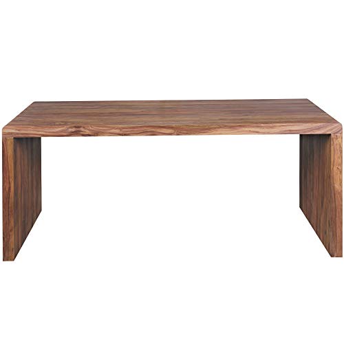 FineBuy Schreibtisch Massiv-Holz Sheesham 200 cm Computertisch Echtholz Design Ablage Büro-Tisch Landhaus-Stil Natur-Produkt Büro-Möbel dunkel-braun Modern Büroeinrichtung rechteckig 76 cm hoch