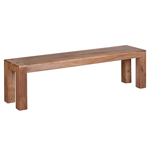 möbelando Esszimmer Sitzbank Mumbai Massiv-Holz Akazie 160 x 45 x 35 cm Holz-Bank Natur-Produkt Küchenbank im Landhaus-Stil