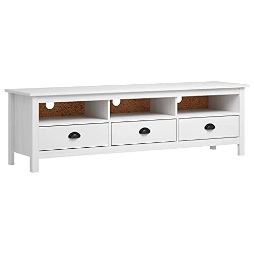 XIAOGUANG TV-Schrank, Fernsehtisch, Tv Lowboard, Fernsehschrank, Tv Bank, Tv Table, Tv Kommode, Hill Range Weiß 158×40×47 cm Kiefer Massivholz