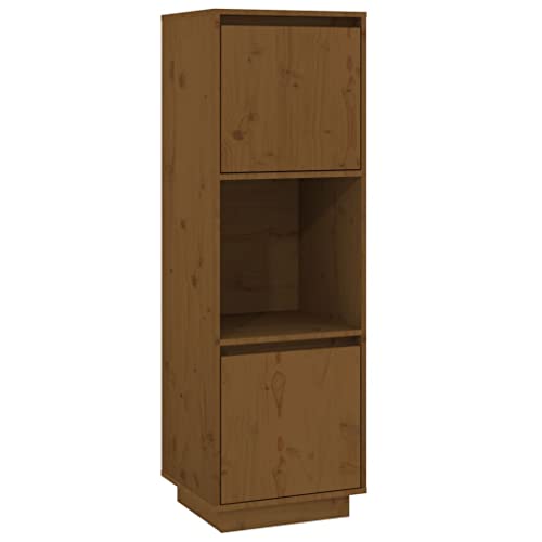 KTHLBRH Wohnzimmerschrank Esszimmerschrank Anrichte Highboard Honigbraun 38x35x117 cm Massivholz Kiefer für Küche, Wohnzimmer, Aufenthaltsraum