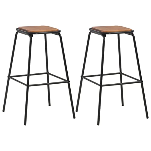 ARKEM Barhocker 2 STK. Schwarz Kiefer-Massivholz und Stahl Bar Stool Folding Chair Hocker Stapelbar