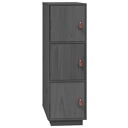 KTHLBRH Wohnzimmerschrank Esszimmerschrank Vielseitiges Sideboard Highboard Grau 34x40x108.5 cm Massivholz Kiefer für Wohnzimmer, Küche, Esszimmer