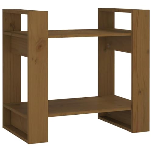 Enshey [NEU] Bücherregal/Raumteiler aus Massivholz – Honigbraun 67 cm |Kompaktes, vielseitiges Aufbewahrungsregal aus Kiefernholz und Raumorganisator für die Inneneinrichtung-Braun