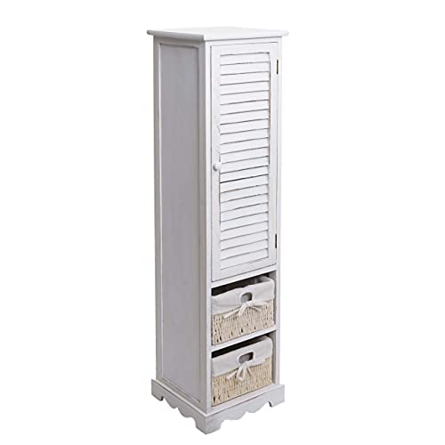 Mendler Badezimmerkommode HWC-H20, Badezimmer Schrank Badschrank Badregal, 120x27x29cm Massiv-Holz - Shabby weiß