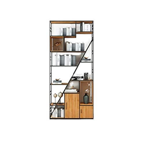 DALIZHAI777 Bücherregal Schmiedeeisen Bücherregal Regal Boden Bücherregal Creative Modern Minimalist Wohnzimmer Studie Massivholz Büropartition Bücherregal Kinder (Color : 90cm)