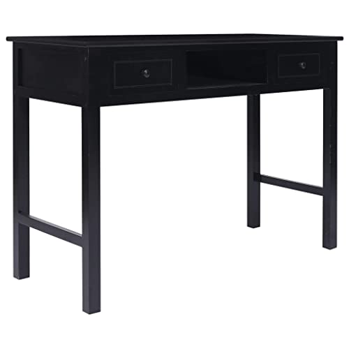 APCSA Möbel-Schreibtisch schwarz 108x45x76 cm Massivholz Paulownia Büromöbel