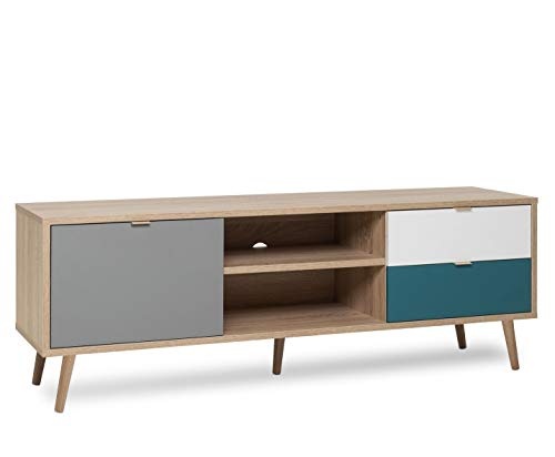 Newfurn TV Lowboard Sonoma Eiche TV Schrank Modern - 150x52x40 cm (BxHxT) - Fernsehtisch TV Board Skandinavisches Design - [Jona.Five] Wohnzimmer