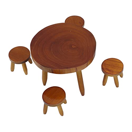 FastUU Puppenhaustisch, Esstisch Stuhl Modell Massivholz Exquisite Handwerkskunst 1:12 für Wohnzimmer für Schlafzimmer zum Studieren für